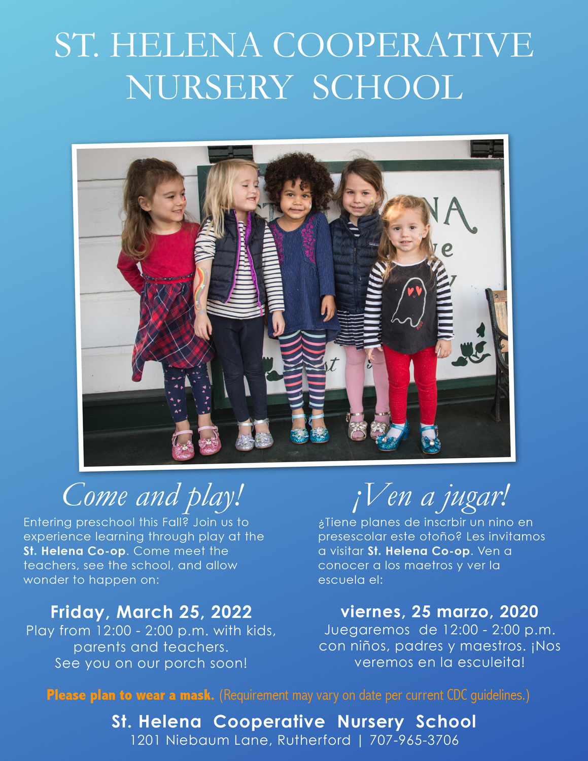St. Helena Cooperative Nursery School Open House - Friday March 25th