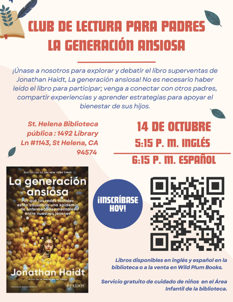 CLUB DE LECTURA PARA PADRES LA GENERACIÓN ANSIOSA